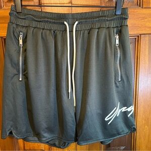 YoungLA Olive Green Athletic Shorts with White Accents